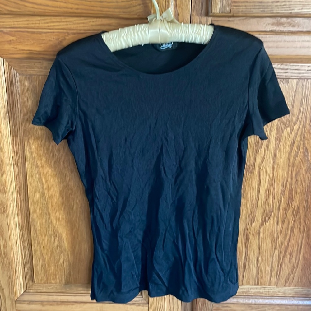 Vintage Tucci black silky short sleeve top Medium